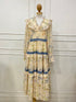 Ladies Vintage Frill Layered V-Neck Long Sleeves Sundress
